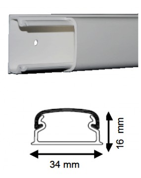 Moulure 16X34mm 1 compartiment Long 2m Iboco