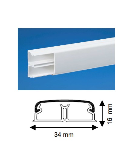 Moulure 16X34mm 2 compartiments Long 2m Iboco