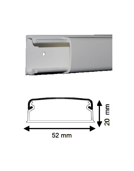 Moulure 20X52mm 1 compartiment Long 2m Iboco