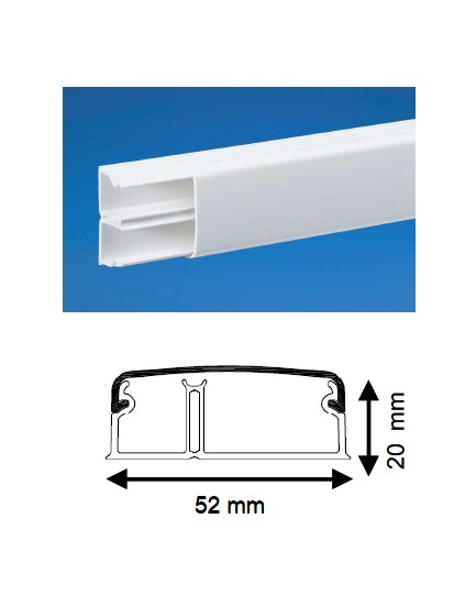 Moulure 20X52mm 2 compartimentS Long 2m Iboco