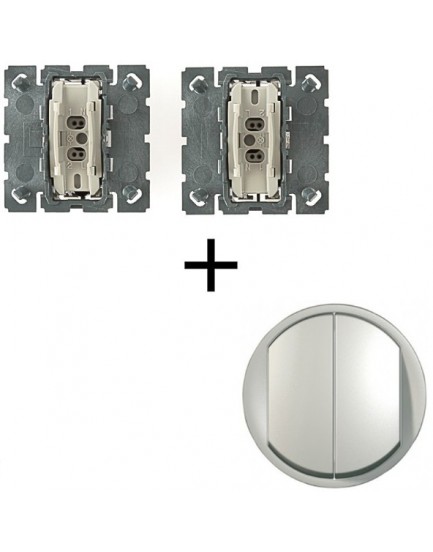 Mécanisme + Enjoliveur Interrupteur Double Poussoir Doigt Large Céliane  Legrand