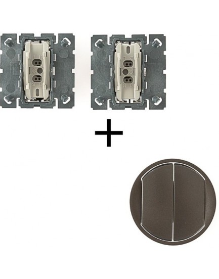 Mécanisme + Enjoliveur Interrupteur Double Poussoir Doigt Large Céliane Legrand