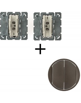 Mécanisme + Enjoliveur Interrupteur Double Poussoir Doigt Large Céliane Legrand