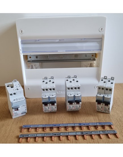 Tableau électrique 2 Rangées 13 modules 2 ID 40a + 8 disjoncteurs  Composants Legrand à équiper