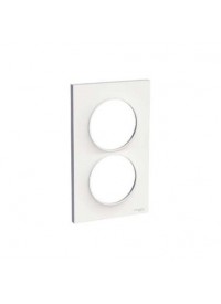 Plaque Odace Styl Double Blanche Entraxe 57mm Verticale Schneider