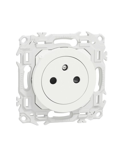 Mécanisme Prise 2P+T affleurante  Bornes automatiques Blanc craie Odace Schneider
