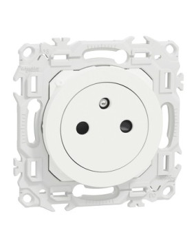 Mécanisme Prise 2P+T affleurante  Bornes automatiques Blanc craie Odace Schneider