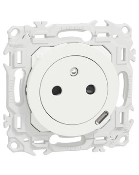 Mécanisme Prise 2P+T affleurante + chargeur USB-C 18W Blanc craie Odace Schneider