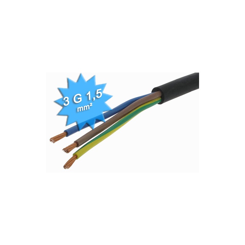 Cable Electrique R02V Rigide 3G1.5 Au Mètre